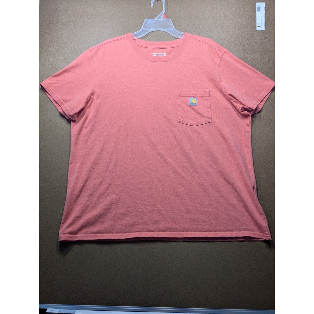 Carhartt K87-W Loose Fit Pocket T-Shirt XL Coral Pink Heather Short Sleeve Tee
